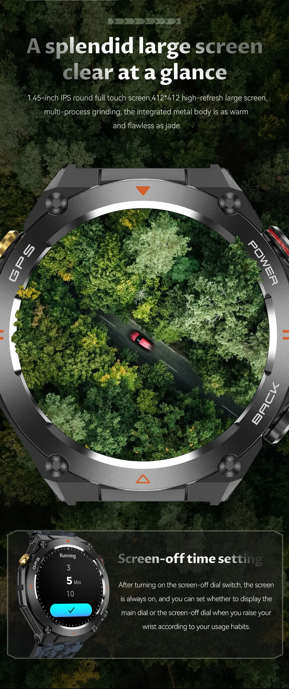 Умные часы для владельца времени 1 45-дюймовый AMOLED-дисплей высокой четкости