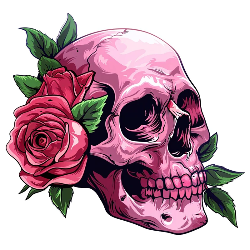 

Водонепроницаемая наклейка с черепом розы