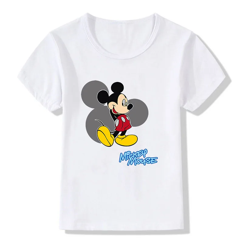 Cute Mickey Mouse T-Shirt Disney Print Kids Tshirt Girls Boys Funny Cartoon Baby Clothes Children Summer Teenagers Costumes