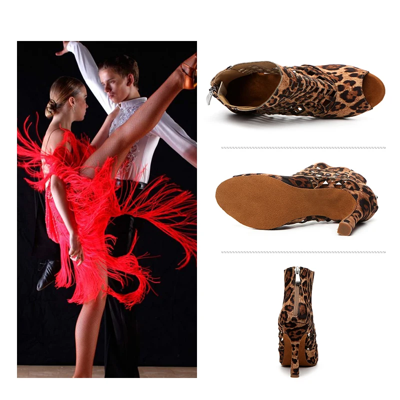 DKZSYIM New Sexy High Heels Women Latin dance heels Latin shoes Jazz Stripper For Women's Short Boots Ballroom Big Size