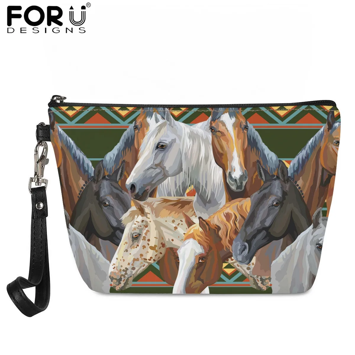 

FORUDESIGNS Tribal Horse 3D Prints Cosmetic Bags Necessaries for Women Makeup Organizer Travel Cosmetic Case Girls Mini Handbags