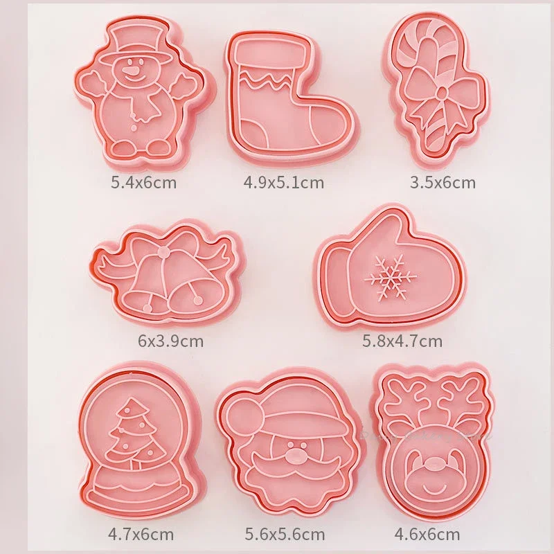 8 шт. рождественские формочки для печенья пресс Санта-Клауса штамп пластиковые