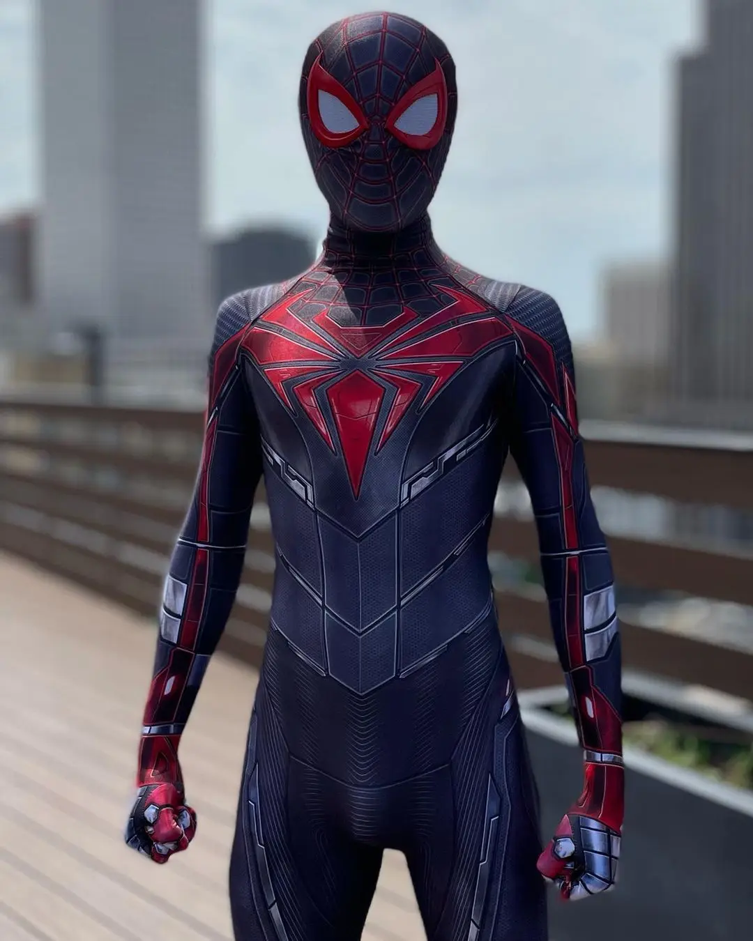 

Halloween Adults Kids Spiderman PS5 Miles Morales Advanced Tech Superhero Cosplay Costume Full Bodysuit Zentai Party Jumpsuit