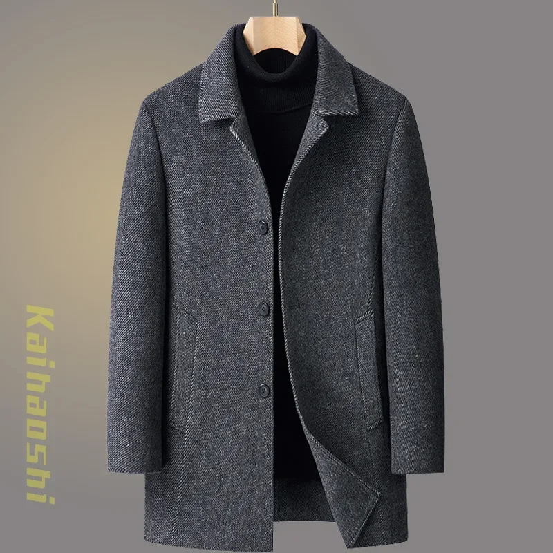 KaiHaoShi мужское кашемировое пальто куртка среднего возраста в стиле отца