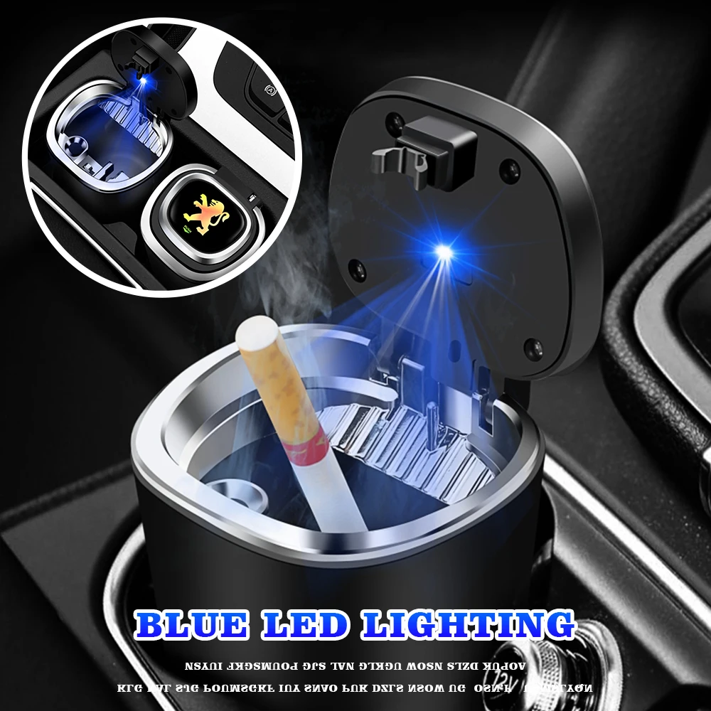 

Car Ashtray With LED Light Portable Covered Interior Fitting For Peugeot 206 207 307 308 Citroen C2 C3 Remote Car Keys