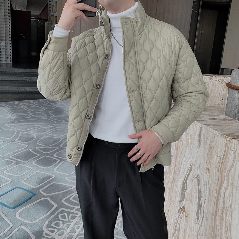 2021 Men's Autumn Winter Short Jackets Thick Warm Stand-up Collar Parkas Casual Slim Fit Coats Social Fashion Tops Male Clothing