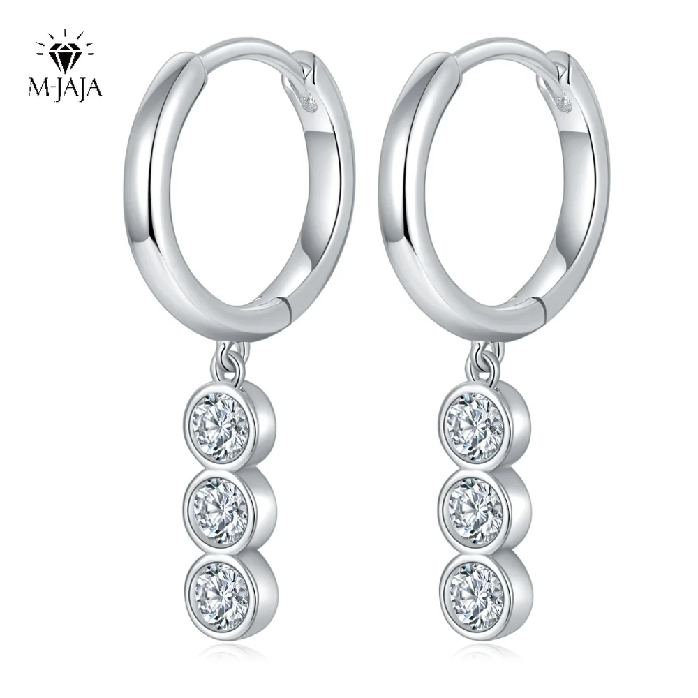 

M-JAJA 3/4mm Moissanite Pendant Earrings for Women 925 Sterling Silver Stud Ear Tassel Hoop Earrings Bridal Wedding Find Jewelry