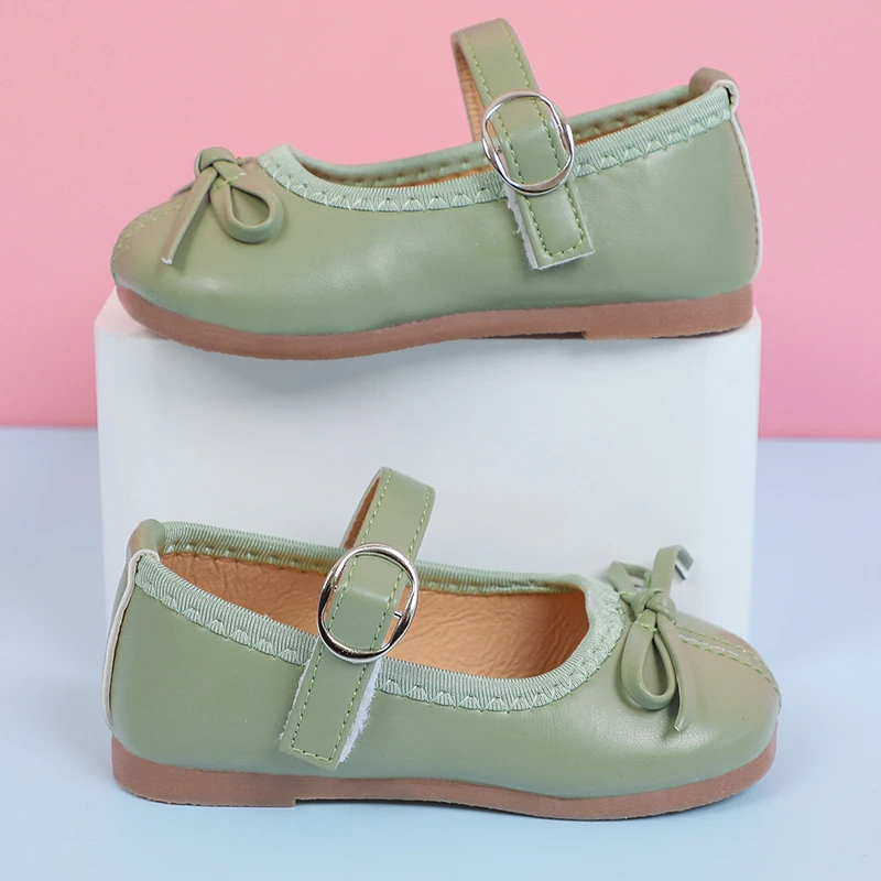 

2022 NEW Baby Girl Shoes Autumn Children Girls Princess Bowknot Leather Single Shoes Children Flats Kids Casual Flats