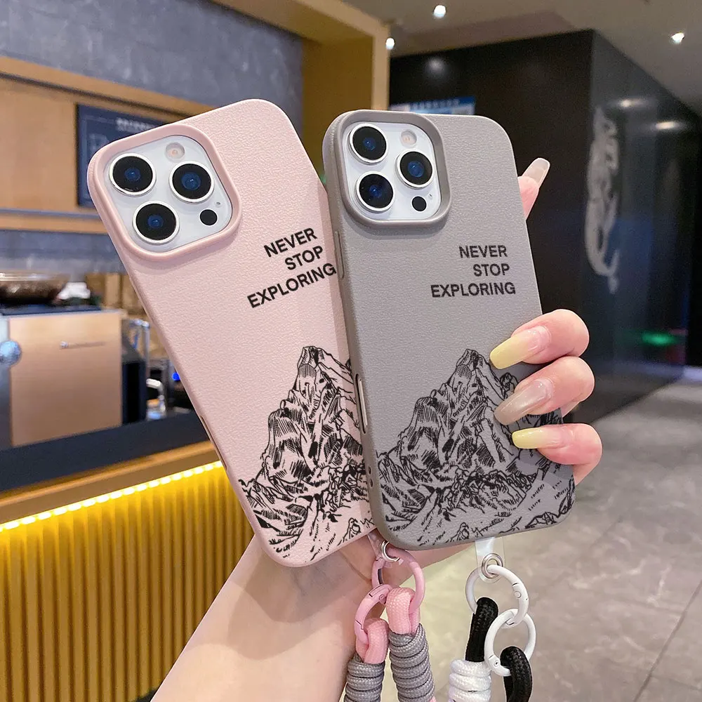Фото Силиконовый чехол для iPhone 17, 16, 13, 12, 11, 15, 14 Pro Max, XR, 14, 15, 16 Plus, Air, противоударный, матовый, в стиле Adventure Mountain, INS-дизайн №4