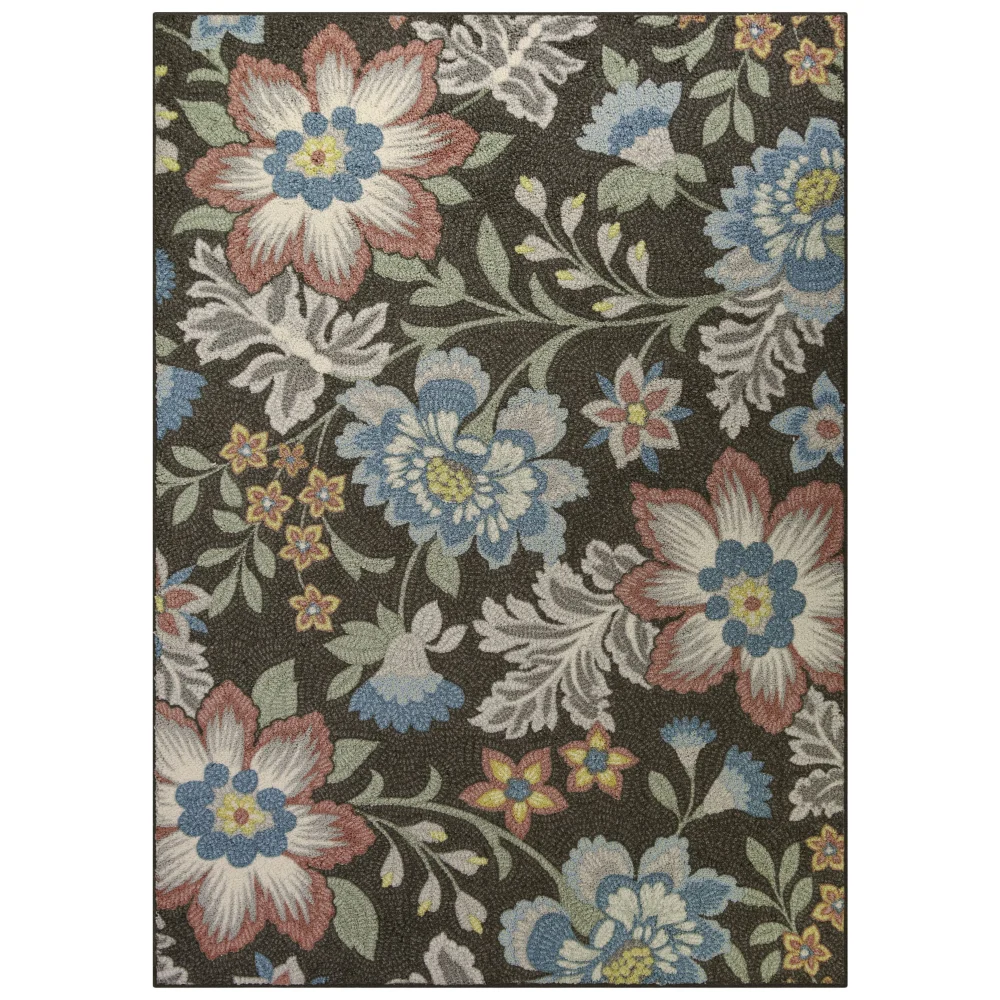 

5' x 7' Farmhouse Oversized Floral Gray Multi Area Rug, Kitchen, Living Room, Bedroom, Dining Room,10.63 Lb