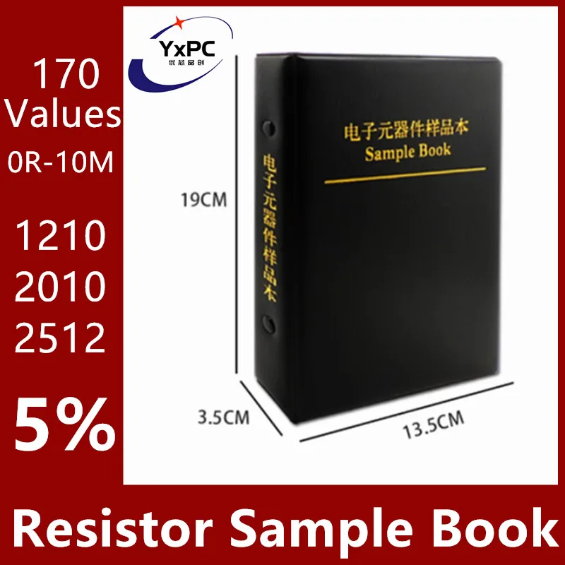 170 Values X25/50pcs  Resistor Kit 1210 2010 2512 5% SMD Book SMT Chip Resistor Assortment Kit 0R-10M Resistors Sample Book