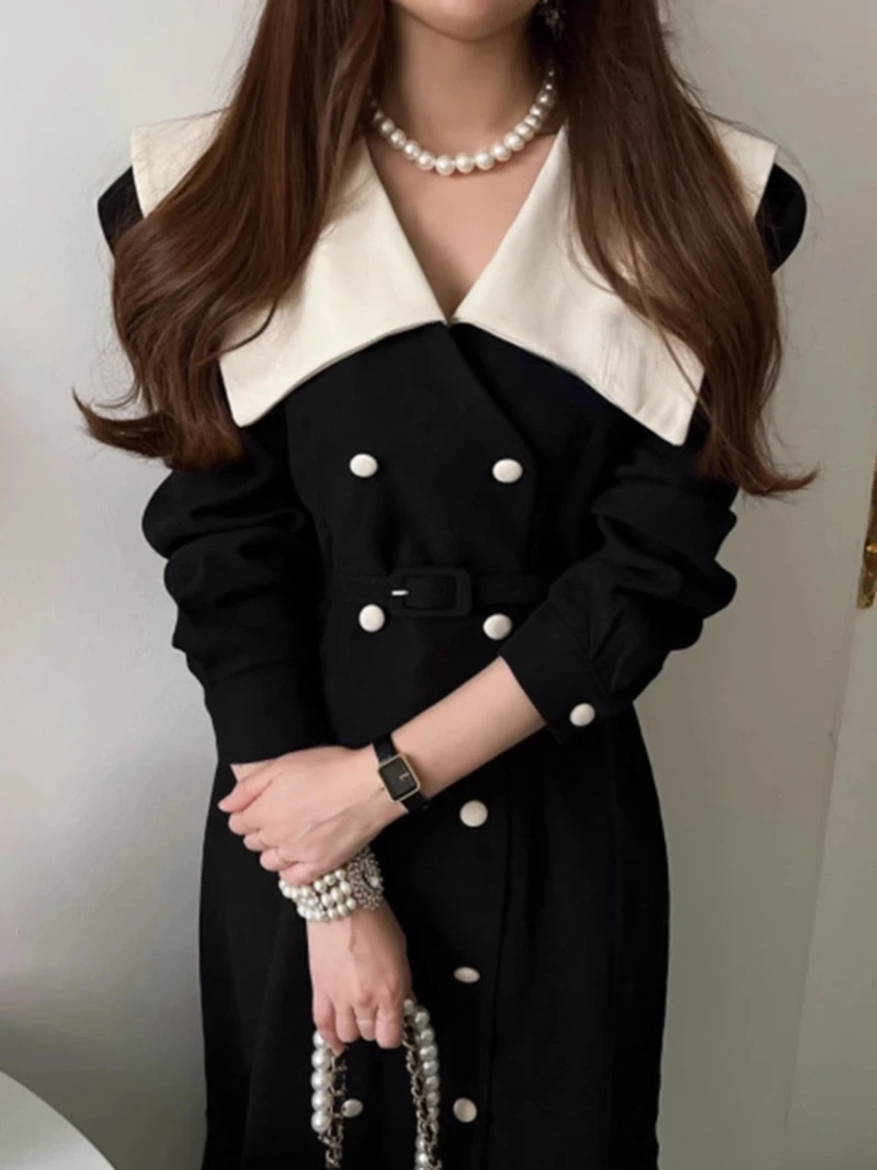 Vestidos De Mujer облегающее платье с тонкой талией и высокой ретро контрастного цвета