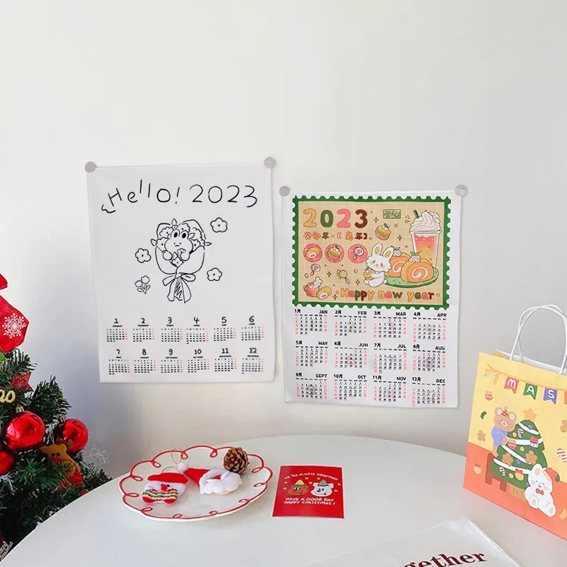 Small Tapestry 2023 Background Cloth Ins Desk Calendar Wall Hanging Student Girl Room Cute Cartoon Hanger Tapestries Decor 태피스트리 |