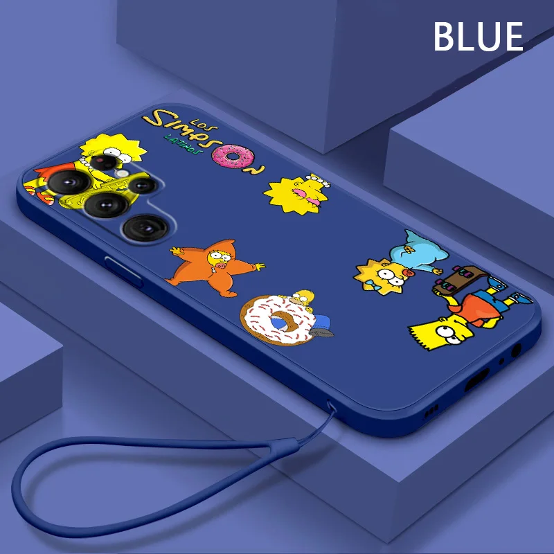 

The Simpsons Anime Phone Case For Samsung Galaxy S10 S10e S20 S21 S22 Plus Lite Ultra FE 4G 5G Liquid Rope Cover