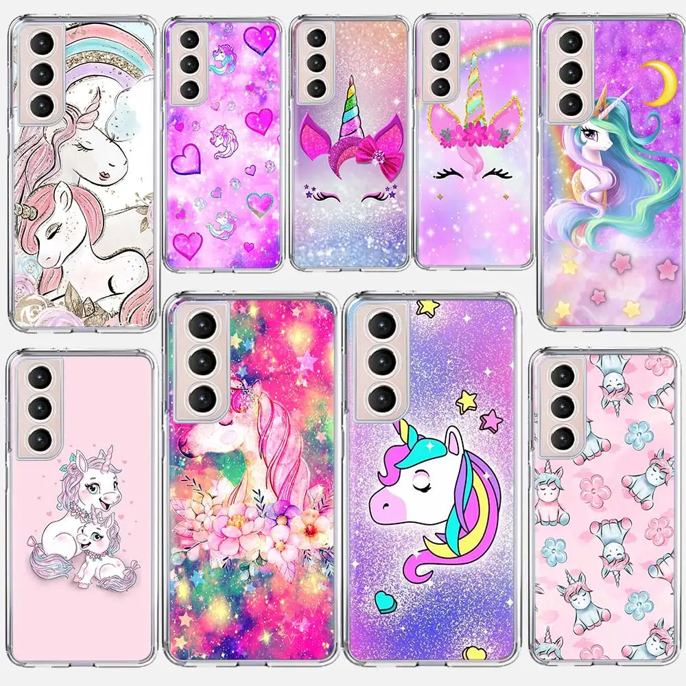 

Cute Baby Unicorn Rainbows Case Coque For Samsung Galaxy S21 Ultra 5G S20 FE S20 Plus S10E S10 Lite S8 S9 Plus S7 Cover Funda
