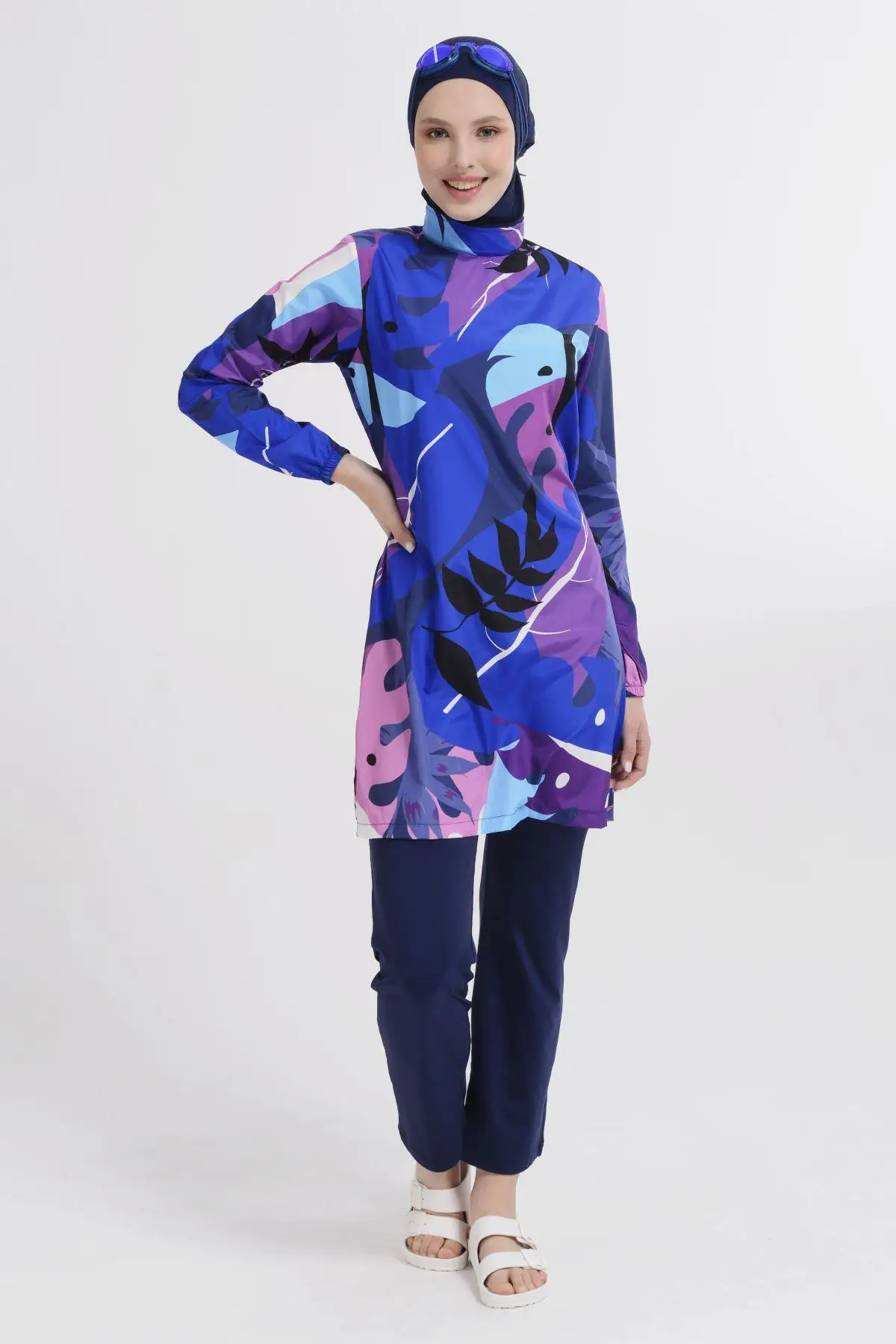 

Muslim Swimwear Islamic Swimsuit Women Modest Hijab Burkini Musulmane Maillot de main femme Full Cover High Quality Design Fashion Set Beachwear Women Trendy Chic Long 'ALFASA 21228 Maranta