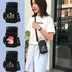 woman outdoor mini sports bag mens travel wallet mushroom print arm bags oppo find niphone 8 universal mobile phone case pouch free global shipping