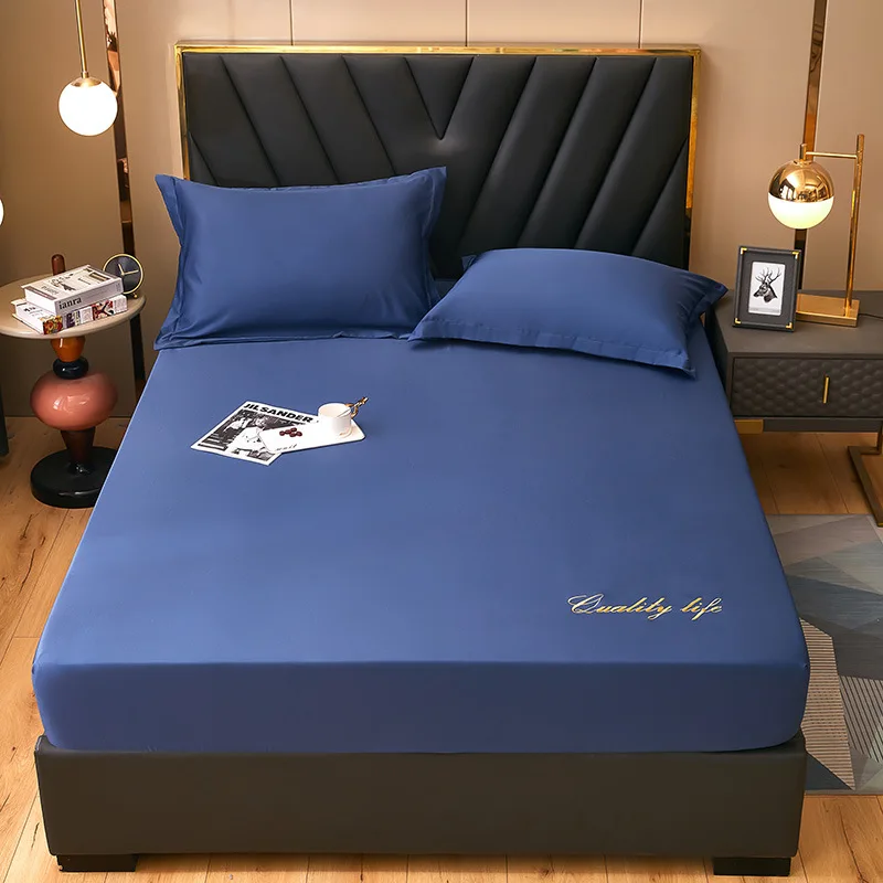 

Ice Silk Solid Color Fitted Sheet Summer Bedspread Bed Cover Bed Sheet Machine Washable Mattress Protector (NO Pillowcase)