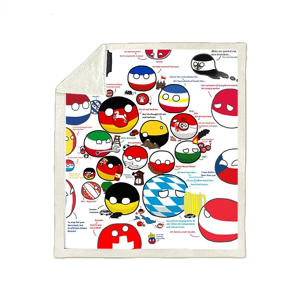 Liaseo 3D одеяла с рисунком коралловый бархатный пейзажный мяч Polandballs аниме домашнее