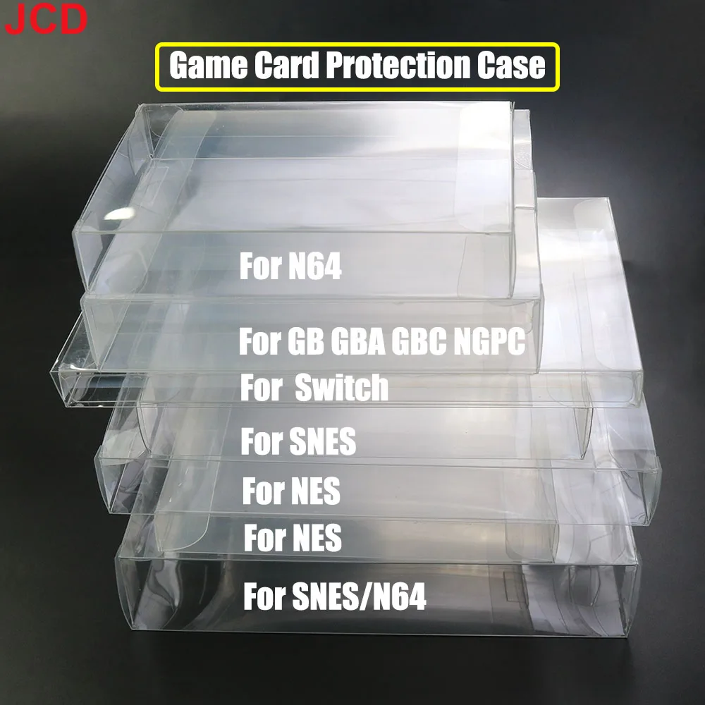 

JCD 1pcs Clear Transparent Game Cartridge Box Case CIB Games Plastic PET Protector for N64 NES SNES for GB GBA GBC NGPC Switch