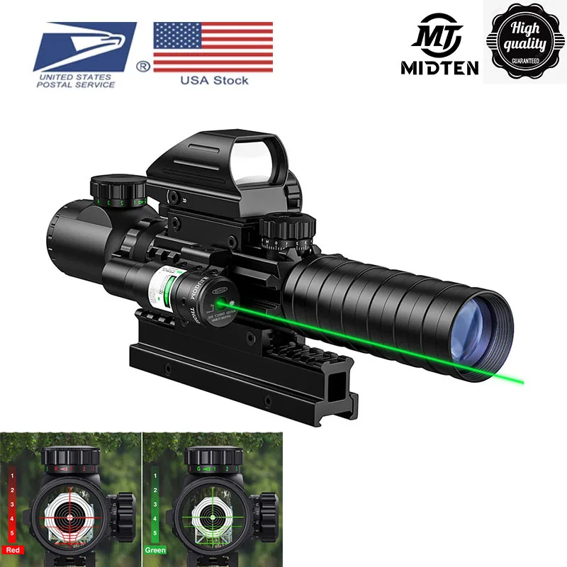 

Прицел + красная точка + лазерный набор MidTen 43-9x32, охотничьи Airsofts, Воздушный пистолет, Красная Зеленая точка, стандартная оптика, оптический пр...