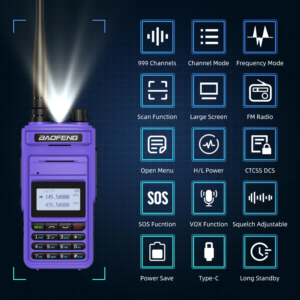 Cena 2022 Baofeng UV-999 ProMax 10W Daleki Zasięg Walkie Talkie Dwuzakresowy Przenośny CB Ham Radia Nadajnik FM Dwukierunkowe Radio UV5R UV13