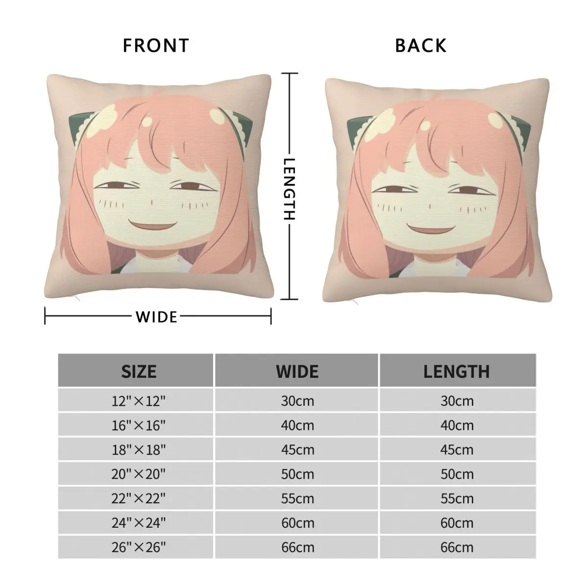 Spy X Family Anya Smug Подушка Наволочка из полиэстера Подушки для дивана Аниме Forger 45*45 см