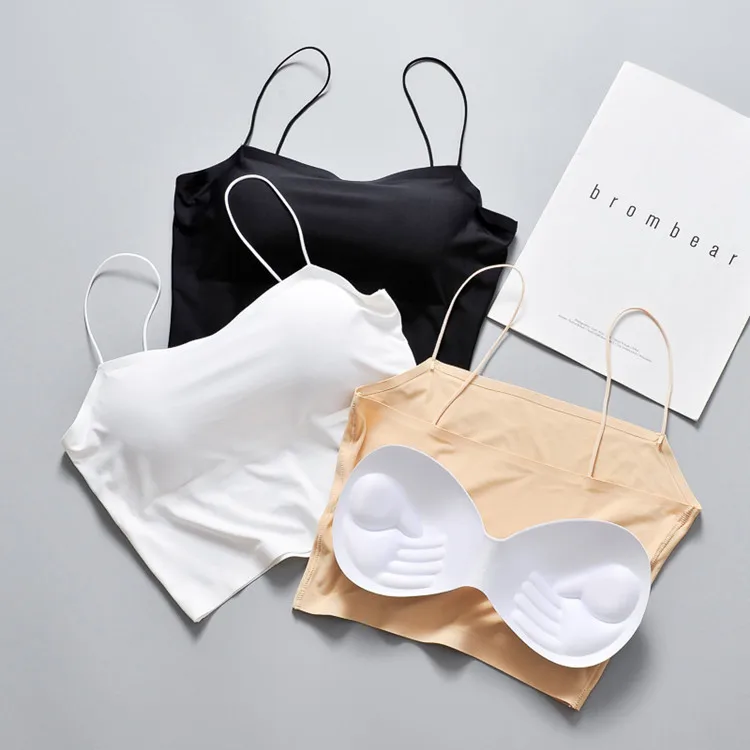 Цельный топ из вискозы на бретельках бесшовный однотонный Бюстгальтер-топ