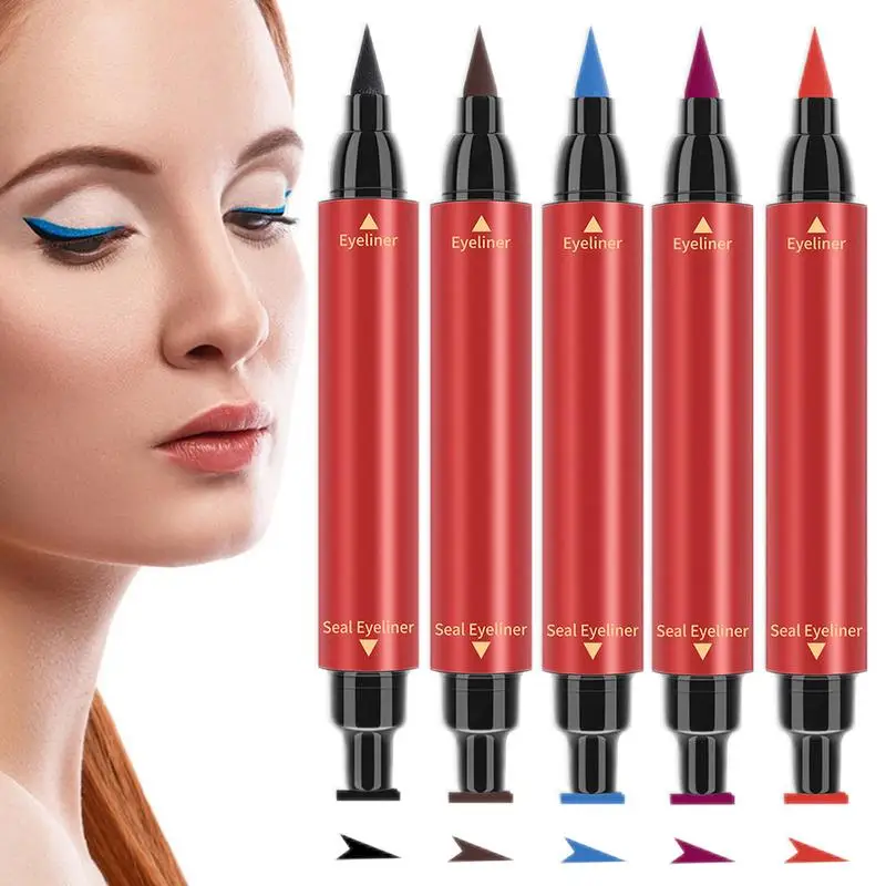 

Liquid Eyeliner Stamp Smudgeproof Winged Eyeliner Stamp 5 Pieces Double-headed Triangle Winged Eyeliner Stamp Perfect Wing Cat E