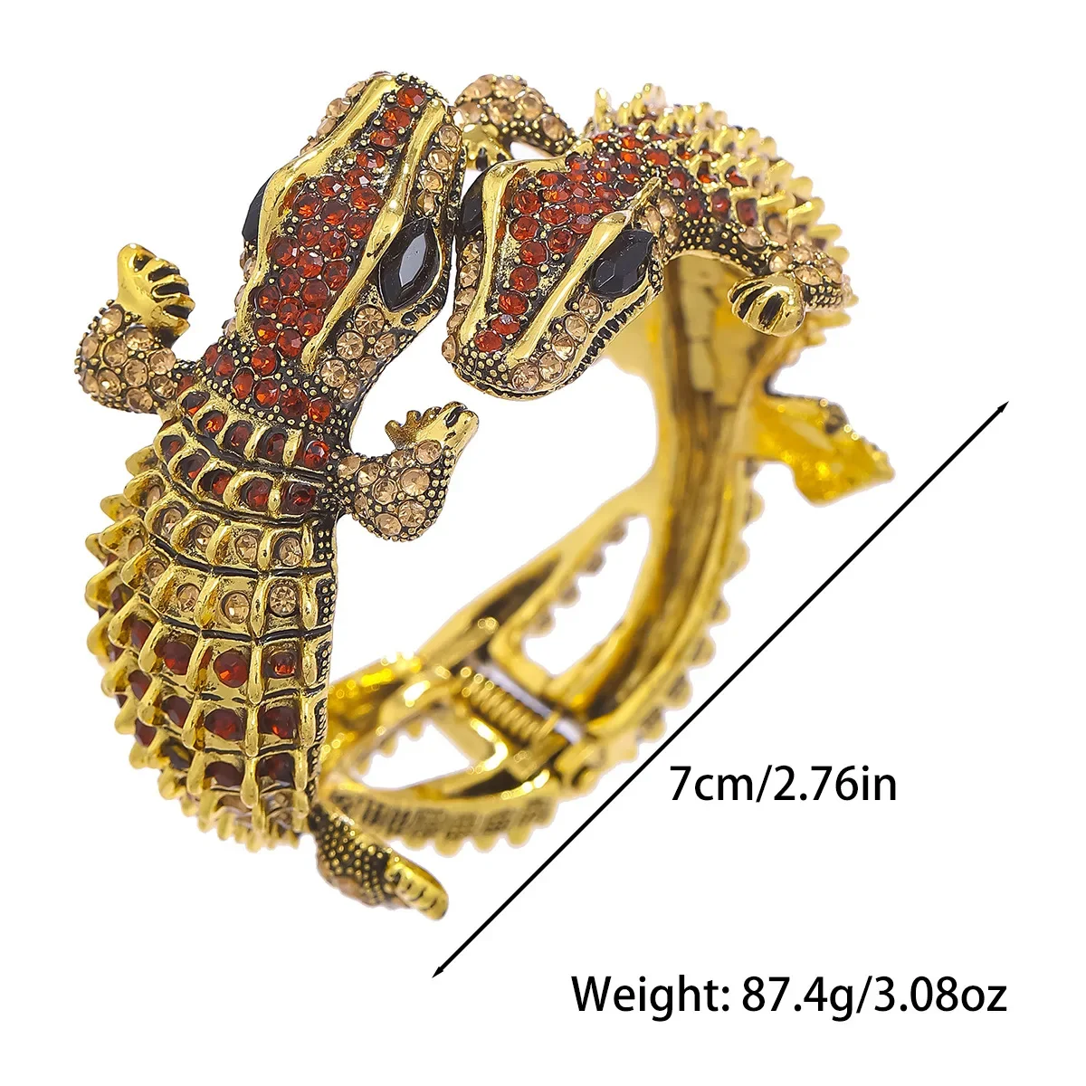 Красивый винтажный браслет из крокодиловой кожи в винтажном стиле эффектный