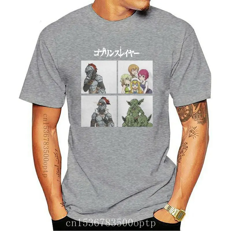 

Camiseta informal de Goblin Slayer para hombre, camisa de manga corta con cuello redondo, 2021 algodón, color negro, 100%