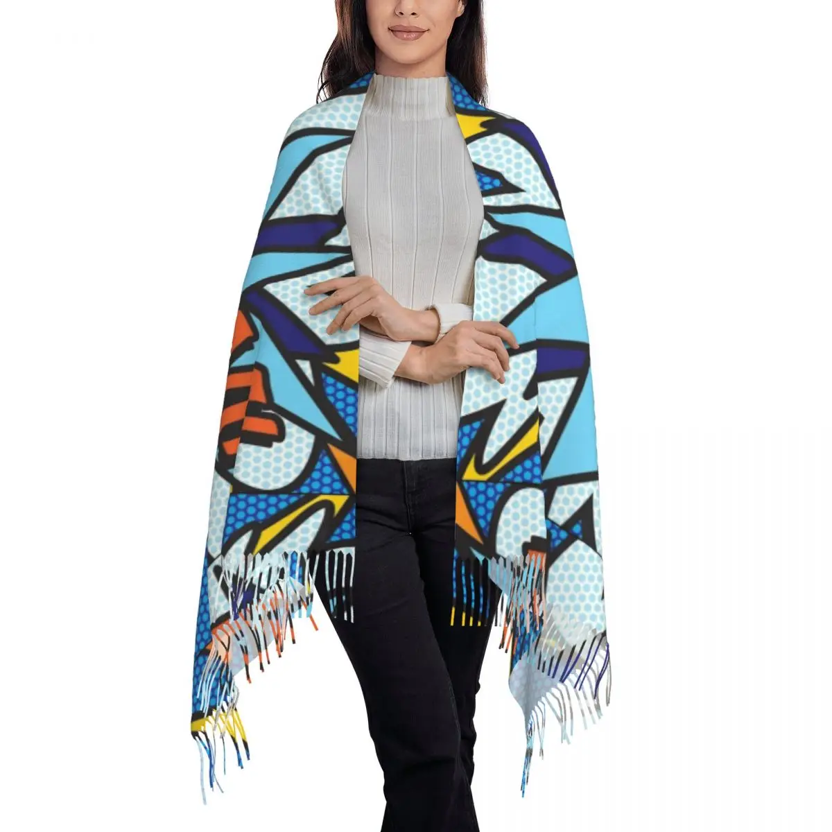 Женский Длинный шарф в стиле Ретро с кисточками