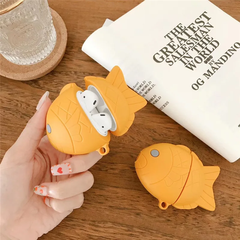 

3D Snapper Teriyaki Silicone Bluetooth Earphone Case For Airpods 2 Cute Cartoon Shockproof Cover For Airpods 1/2 Charging Box