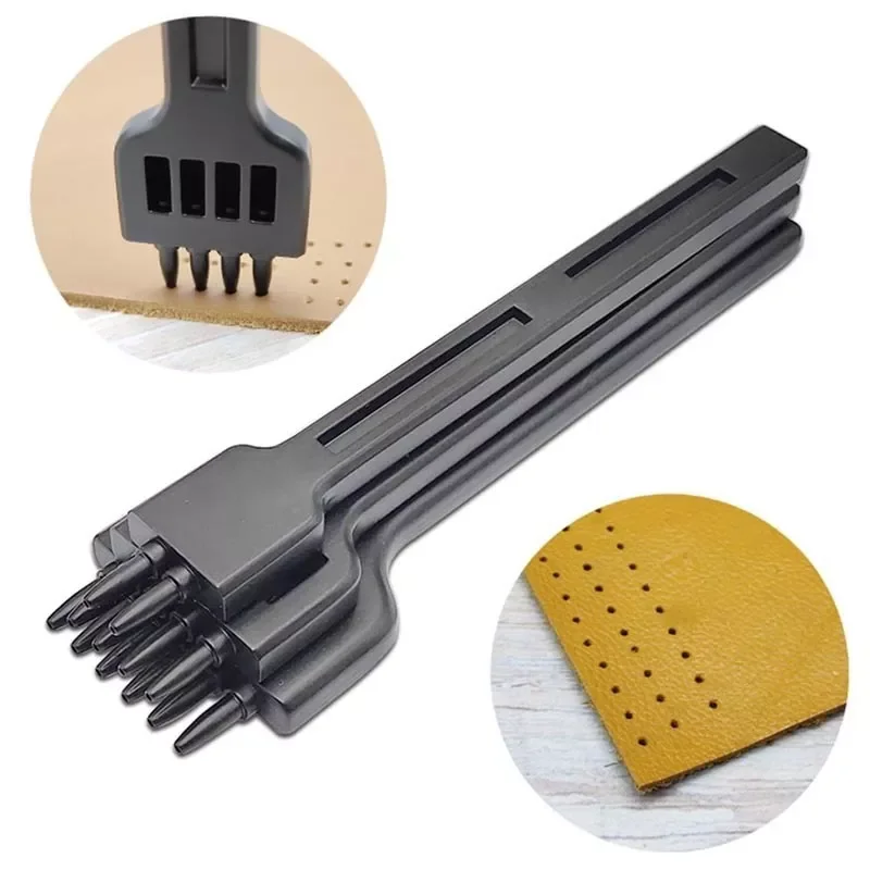 

4/5/6mm Leather Black Round Hole Row Punch Tool DIY Round Stitching Punch Sewing Stitching Punch Carving Work Saddle Set