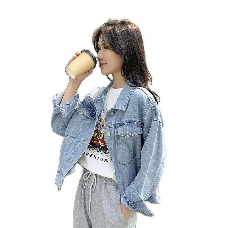 

Женская Весенняя Новинка 2023, винтажная Свободная джинсовая одежда со вкусом Гонконга, цвет однотонный, X54