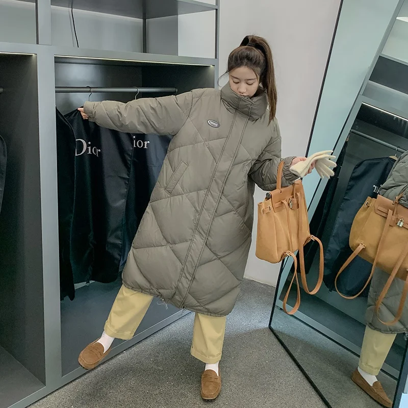 Mid Length Jacket 2022 Winter Ladies Coat Warm Thick Hooded Down Cotton Pie Overcome Coat Ladies Casual Loose Winter Coat