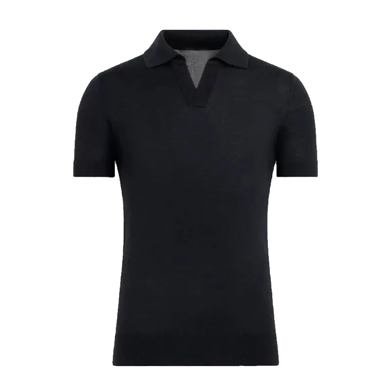 

Men Short Sleeves Tee Merino Wool Solid Color Male Polo T-shirts V-neck Elastic Tshirt for Men Golf Wear Top Men Shirts Blouse
