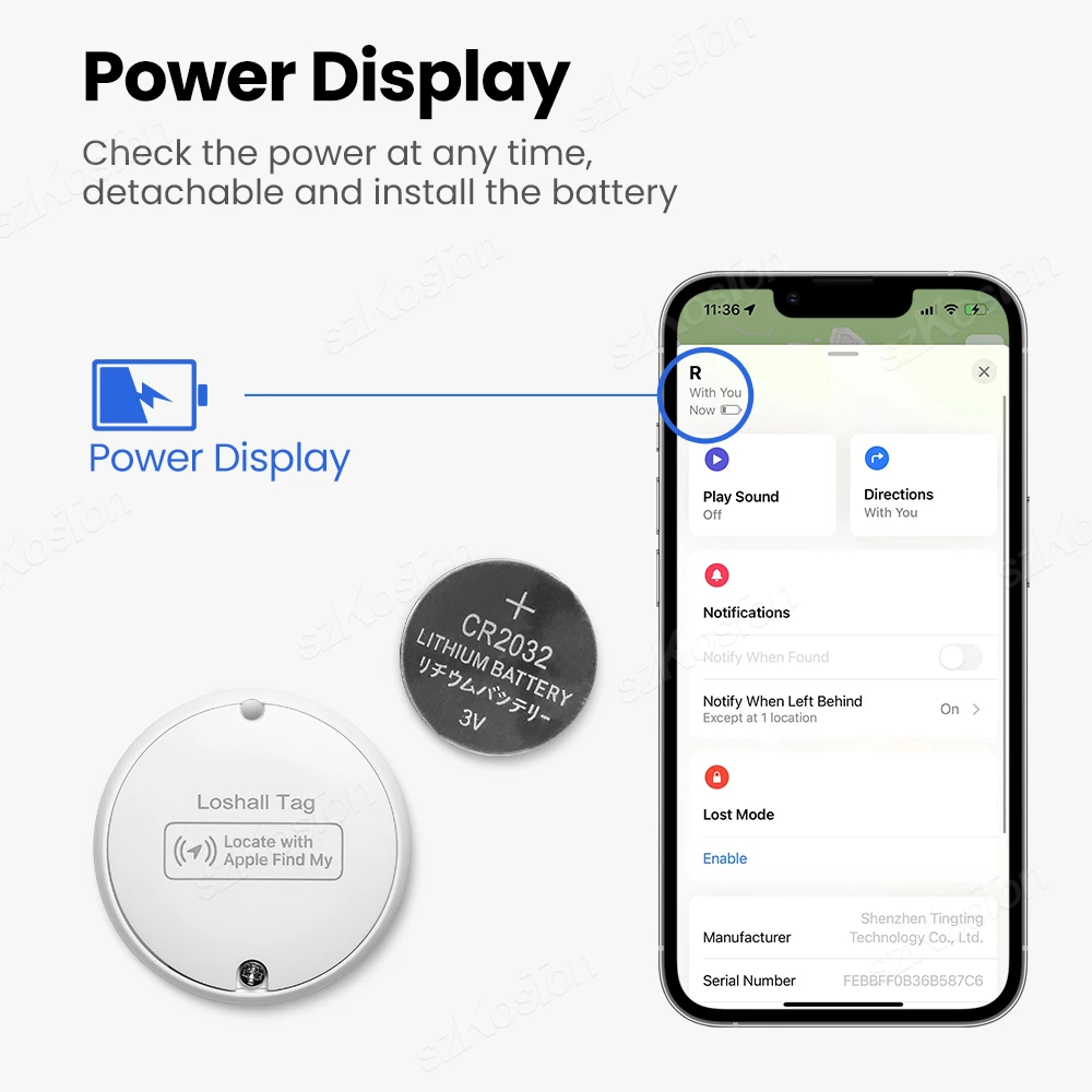 Мини-смарт-тег Bluetooth-трекер для багажа со шнурком работает с IOS Find My ключей Кошелек