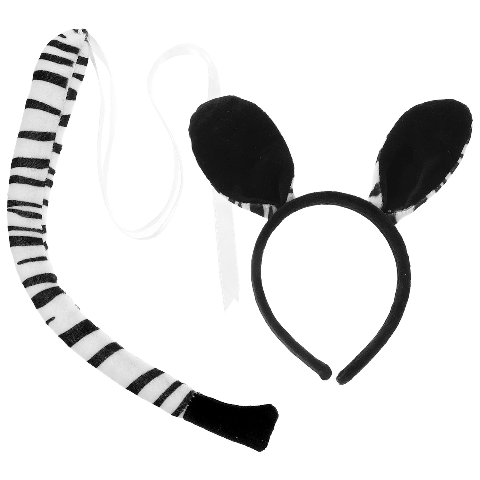 

Animal World Zebra Ear Headband Cosplay Kids Outfits Hairband Tail Costume Prop Set