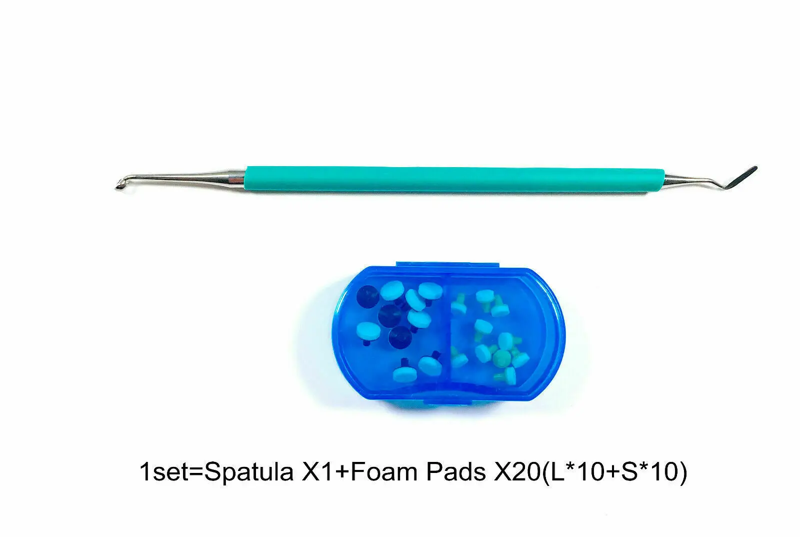 

1Set Dental Veneer Molding Tools Green Resin Handle OptraSculpt With Foam Pads L/S