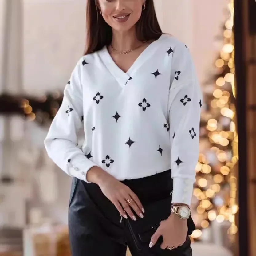 Осенняя коллекция 2024 женский вязаный топ футболка с длинными рукавами