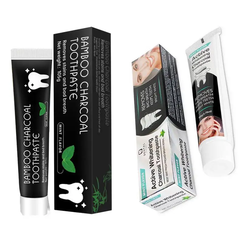 

Teeth Whitening Toothpaste Natural Bamboo Active Charcoal Organic Toothpastes Oral Care For Stain Removal Deep Clean Mint Flavor