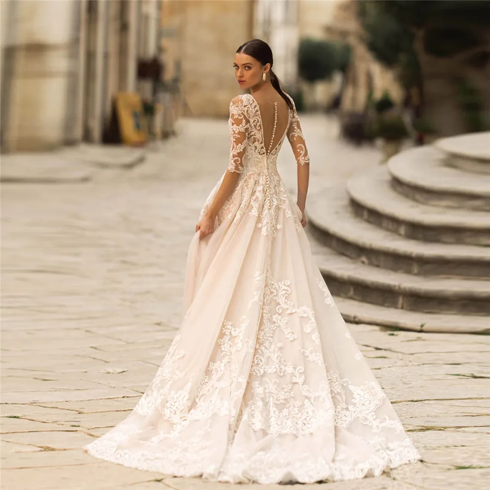 Элегантные свадебные платья трапециевидной формы с короткими рукавами и