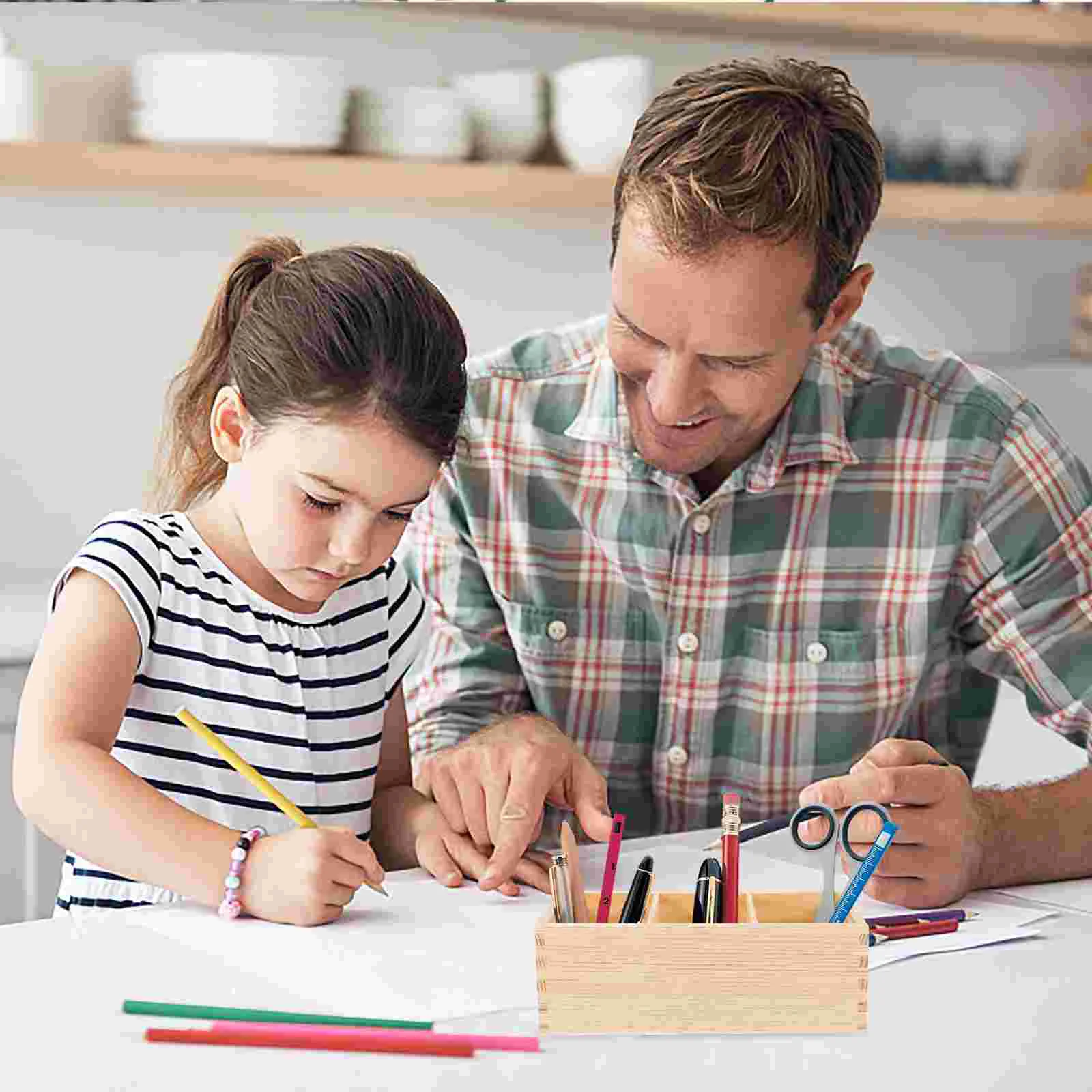 Деревянный держатель для ручек с несколькими сетками настольный органайзер