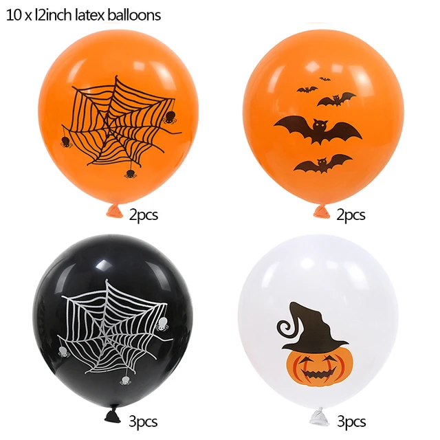 Латексные шары на Хэллоуин для Хэллоуина, черно-оранжево-белая воздушный  шар в виде тыквы, летучая мышь, паук, праздничные воздушные шары, 12  дюймов, 10 шт. | AliExpress