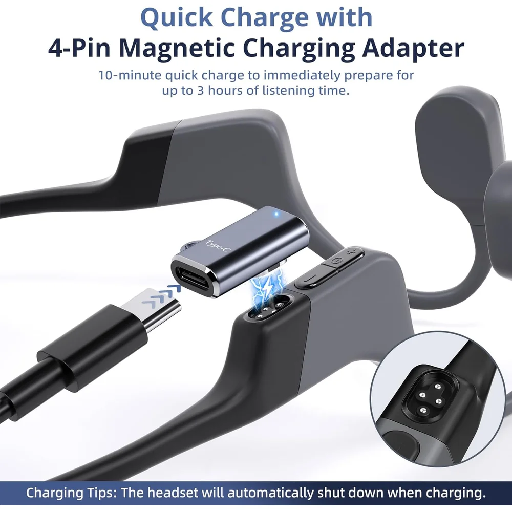 Фото Кабель USB C к магнитному зарядному адаптеру для OpenSwim Pro, зарядное устройство Type-C, совместимое с наушниками костной проводимости Shokz S710 №3