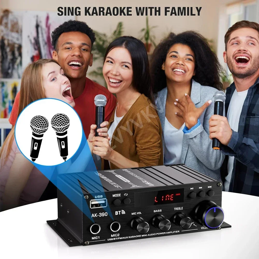 AK390 Усилитель Bluetooth 5.0 Hi-Fi Усилители мощности 400 Втx2 Стерео цифровой усилитель Басс