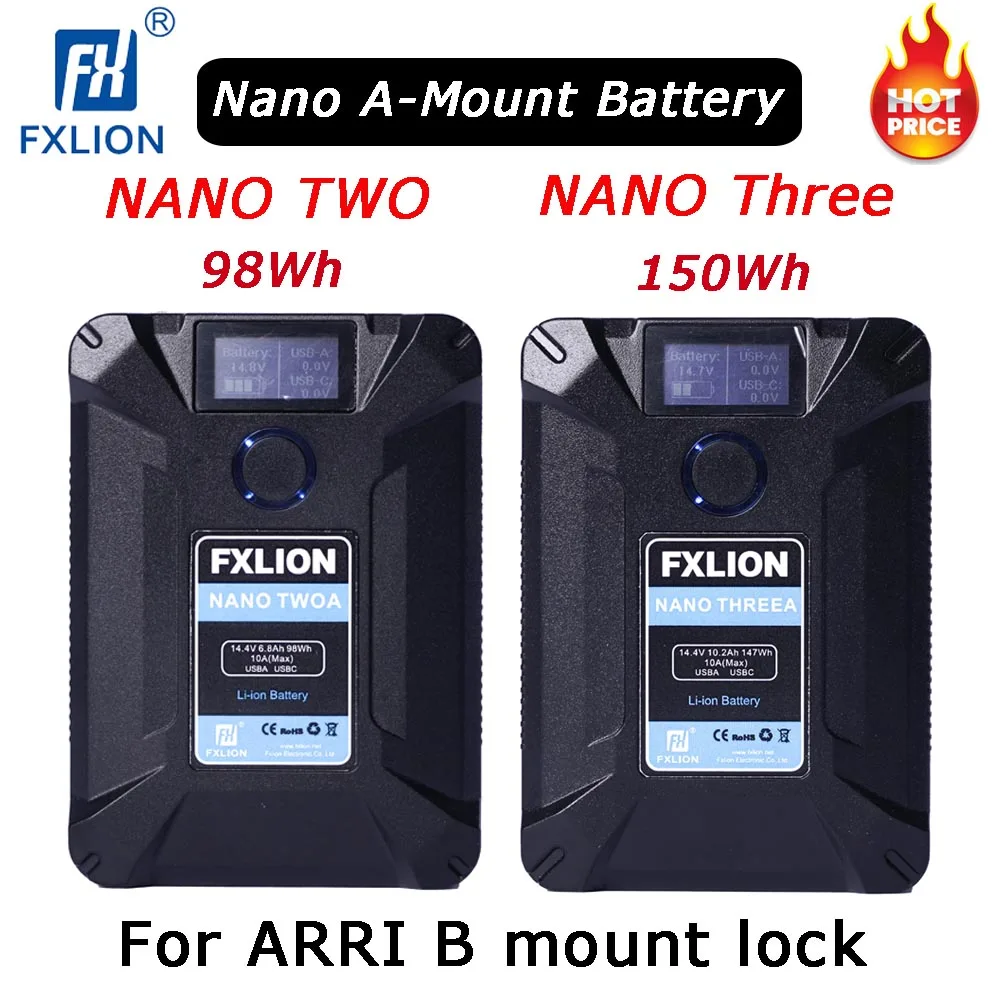 

FXLION NANO Two/Three A-Mount /A-Lock Lithium Battery for ARRI B Mount Lock Type-C USB Micro Pocket Battery for Cameras Phone PC