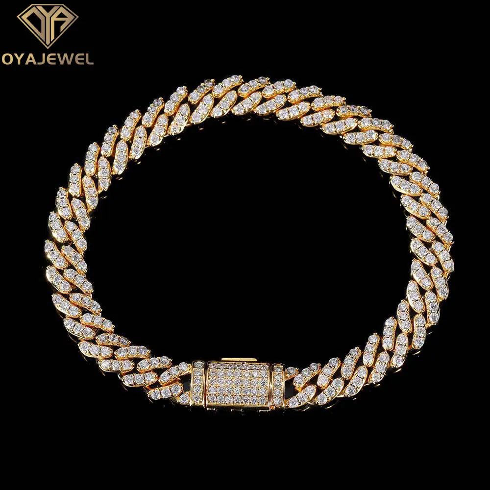 

Men Women 8mm Miami Cuban Link Chain CZ Rhinestone Bracelet Claw Setting 1 Row Cubic Zirconia Jewelry For Hip Hop Rock Rapper