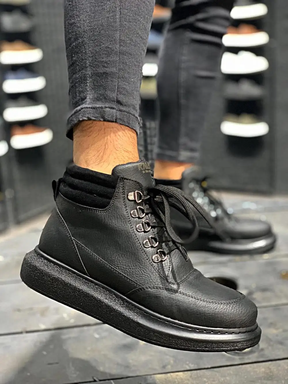 

Knack 504 Winter Mens Boots High Base Black Shoes Orthopedic Casual Use (Non-Leather) Classic Style Inner Lining Cotton